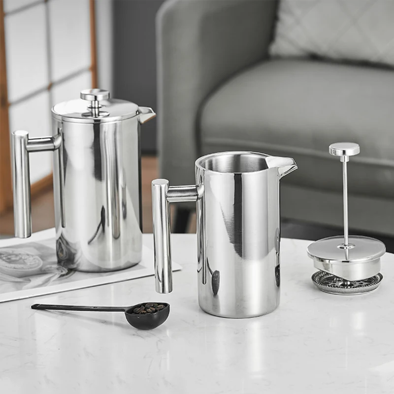 304 Double Stainless Steel Pressure Pot French Hand-washed Coffee Pot Multi-function Teapot Bubble Teapot Household Filter