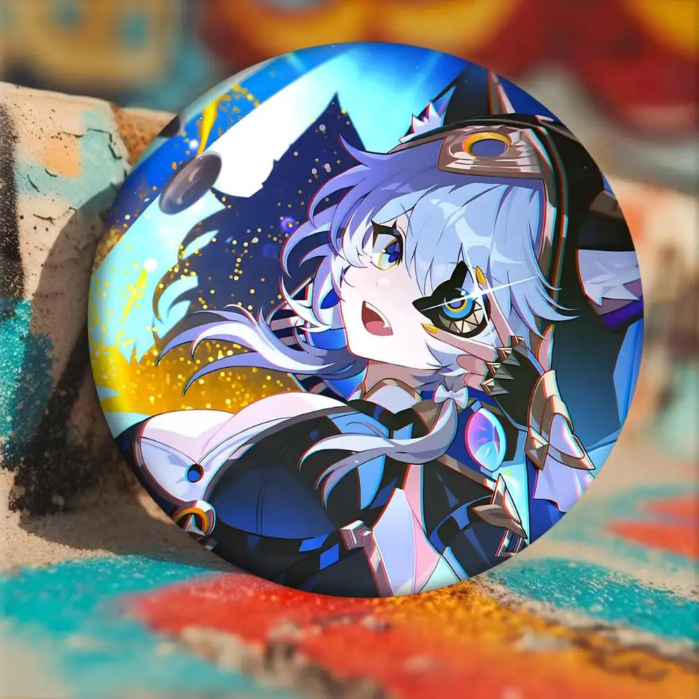 Juego popular Honkai Star Rail Anime cifrado insignias redondo broche de dibujos animados ropa mochila accesorios Lapelnd láser