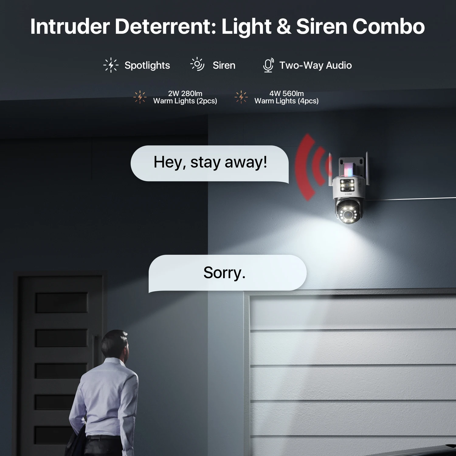 كاميرا ZOSI C298 4K 8MP Dual-Lens(2x4MP) سلكية WiFi PTZ كاميرا مراقبة خارجية بزاوية واسعة 8X تكبير هجين 360 كاميرا مراقبة