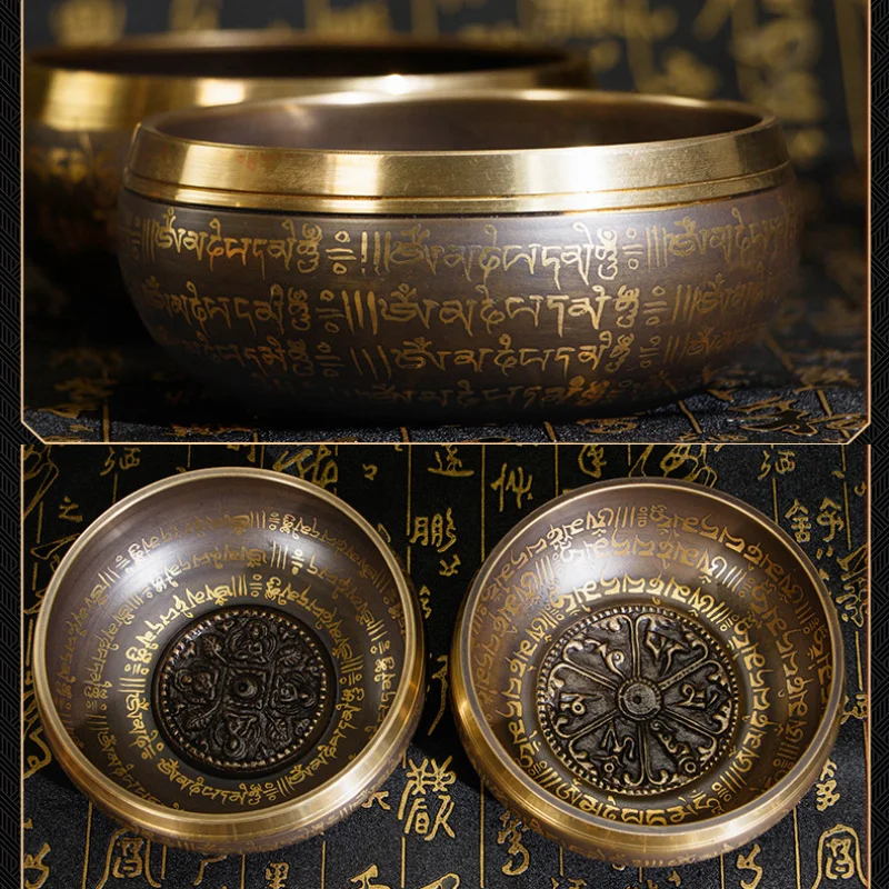 12cm Tibetan Brass Singing Bowl, Yoga Meditation Bowl for Sound Healing Stress Relief, Buddha Mindfulness Bowl Handmade view 5