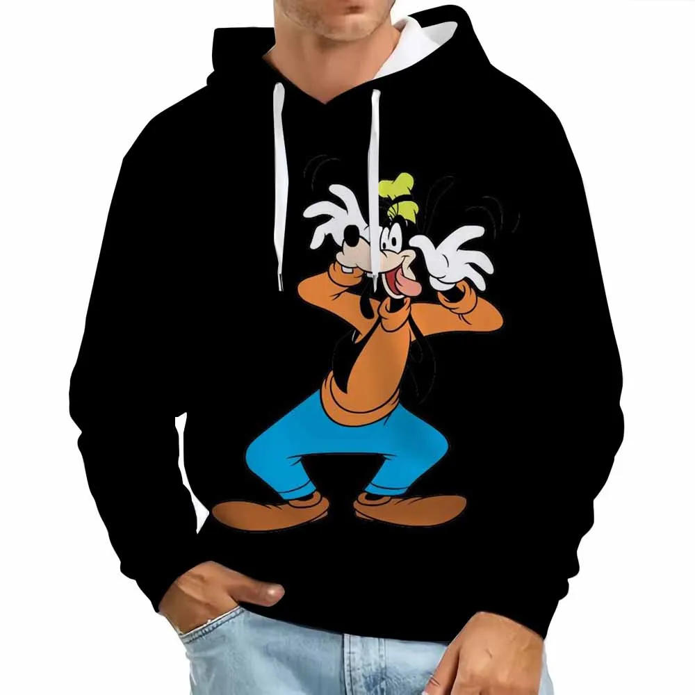

Новинка 2026, мужская толстовка с капюшоном с черепом, пуловер с капюшоном и 3D принтом Disney Goofy, осенняя модная повседневная толстовка