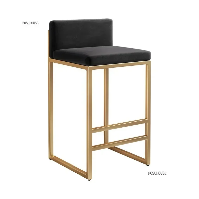 

hModern Minimalism Bar Stools Kitchen Chairs Reception Soft Single Velvet Bar Stool Living Room Indoor Furniture l