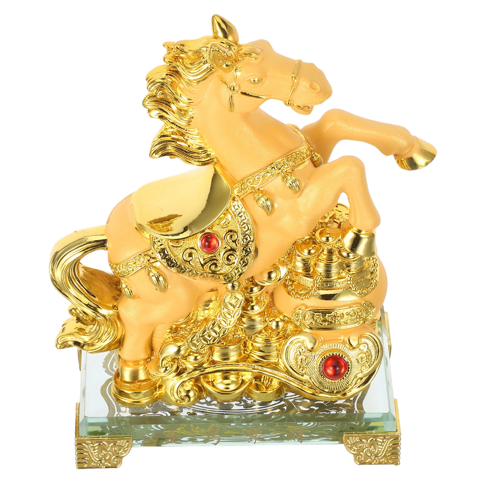 

Resin Horse Statue Sand Gold Finish Standing Horse Sculpture Home Office Decor 2026 Lunar New Year Desktop Ornament