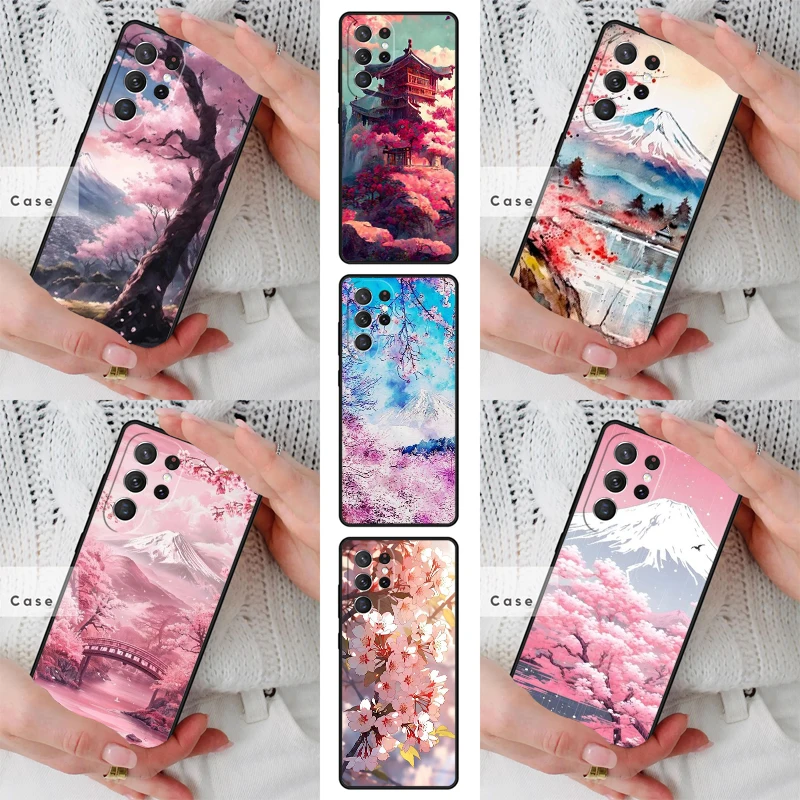 Fuji Cherry Blossoms TPU Phone Case for Samsung Galaxy S26 S25 S24 S23 S22 S21 S20 Note10 Plus FE Ultra Cover
