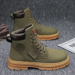 Special Men's Retro Work Shoes Autumn Thick Bottom High Top Non Slip Warm Casual Boots Leather Lace-up Big Head Tooling Boots