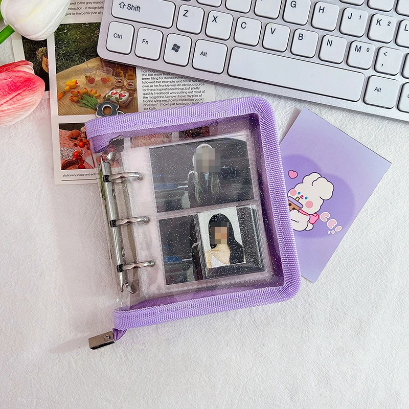 Photo Album, Portable Photo Storage, Loose Leaf Album, Star Chasing Small Card ID Transparent Bookmark Baby Album