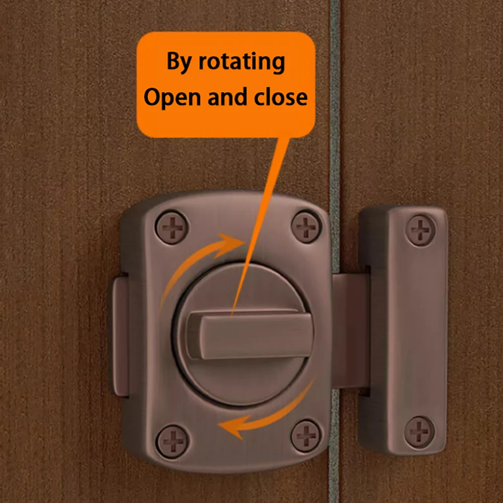 Serratura per porta in lega di zinco Serratura di sicurezza domestica Serratura con bullone rotante Serratura scorrevole in metallo retrò Serratura per porta WC per bagno Mobili hardware