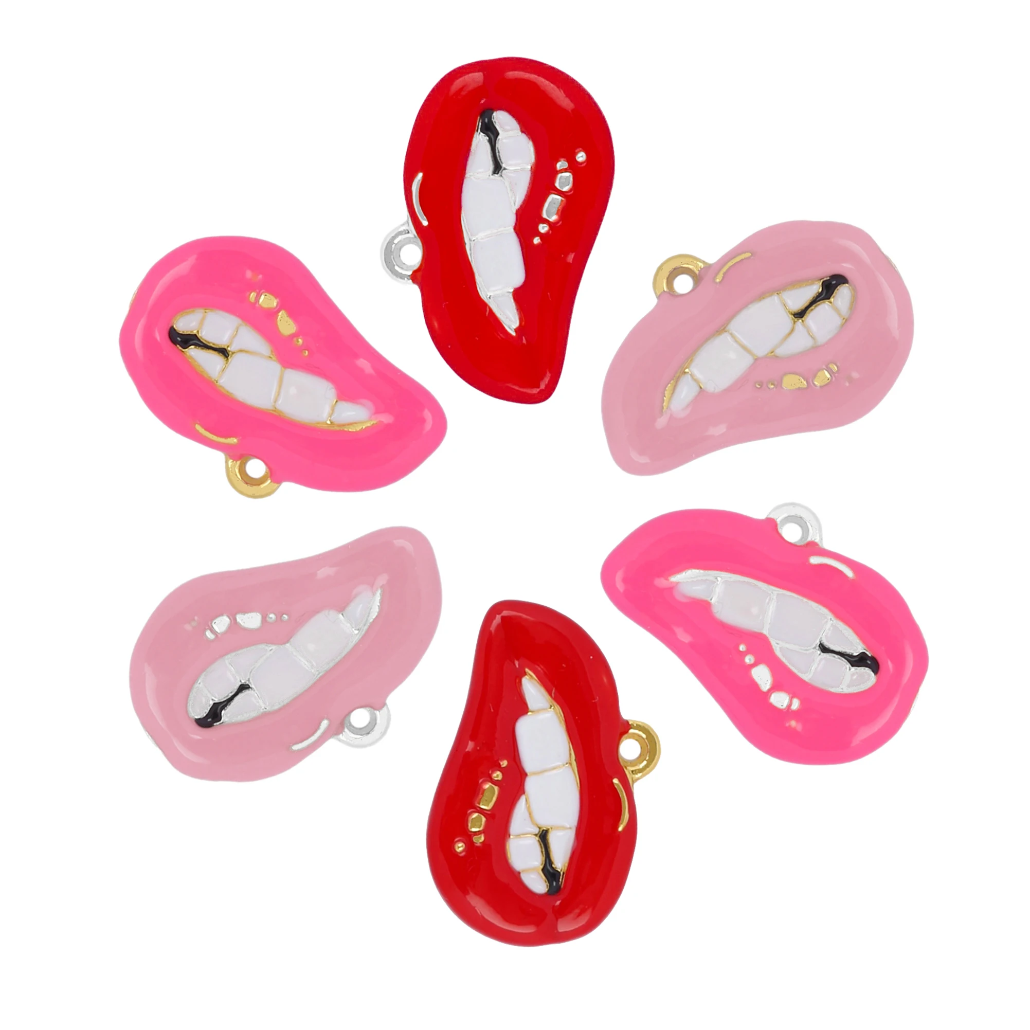 20Pcs/Lot Drop Oil Lip Charms Pendant For Necklace Bracelet Keychain Jewelry Making Accessories Wholesale