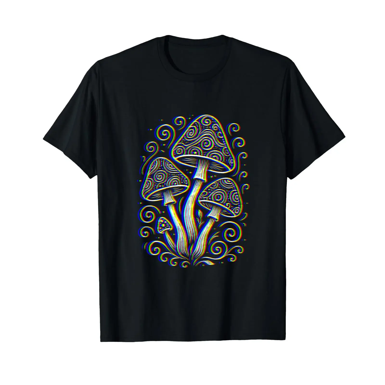Vaporwave Glitch Psychedelic Mushrooms EDM Rave Techno Music T Shirt vintage Washed Stretched Slightly Versatile Soft