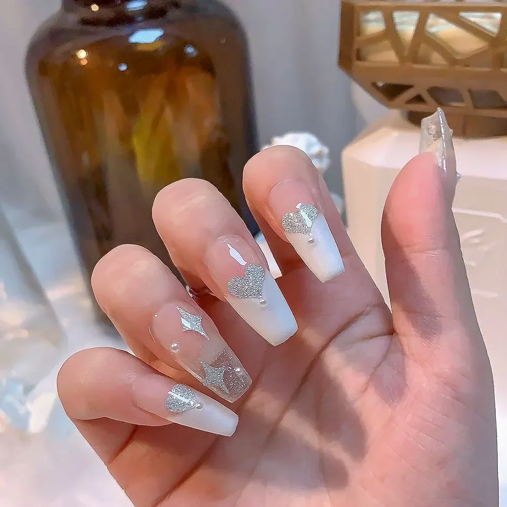 1-6 teile/satz Glitter Diamant Silber Schmetterling Nail art Gesicht Aufkleber Selbstklebende Glänzende Stern Herz Nägel Aufkleber maniküre Aufkleber