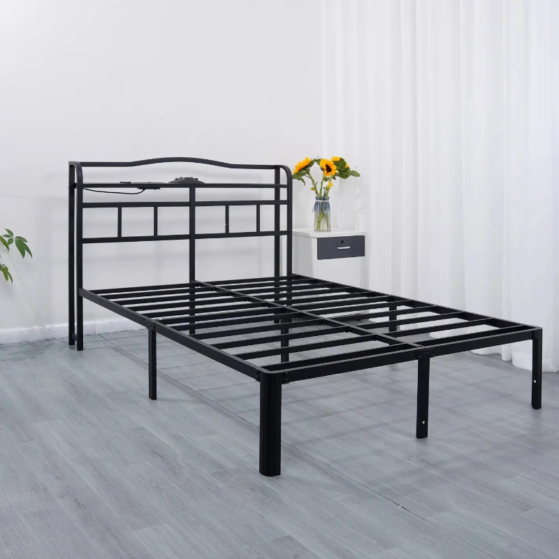 Rust-proof square tube steel thin eco-packaging wholesale luxury bed frames