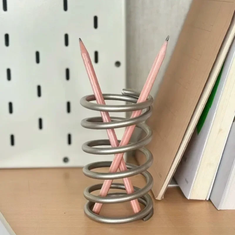 Stainless Steel Toothbrush Holder Spiral Storage Rack Rust Resistant Bathroom Countertop Organizer Desktop Stationery Pen Racks