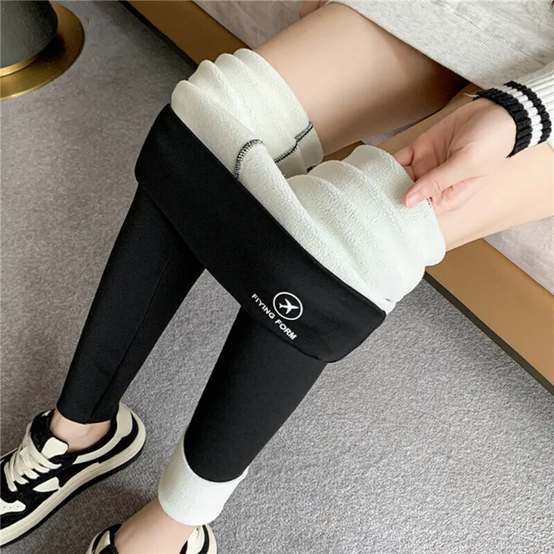 Moda feminina velo apertado novo outono inverno quente leggings cintura alta calças térmicas casuais calças de caxemira yoga ciclismo