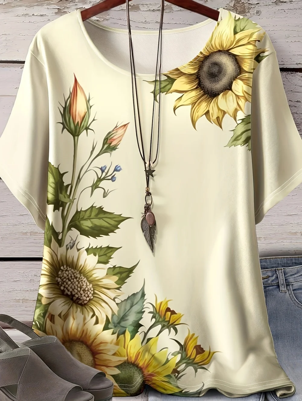 2026 Women's T-Shirt 3D Floral Pattern Print Short Sleeve O-Neck Short Sleeves Tees Graphic T-Shirts Oversized Women' S Clothes view 4