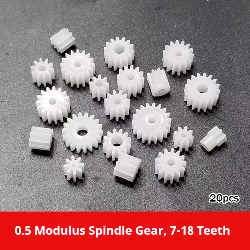 0.5 module plastic POM spur gears for main shaft with 7, 8, 9, 10, 11, 12, 13, 14, 15 and 18 teeth