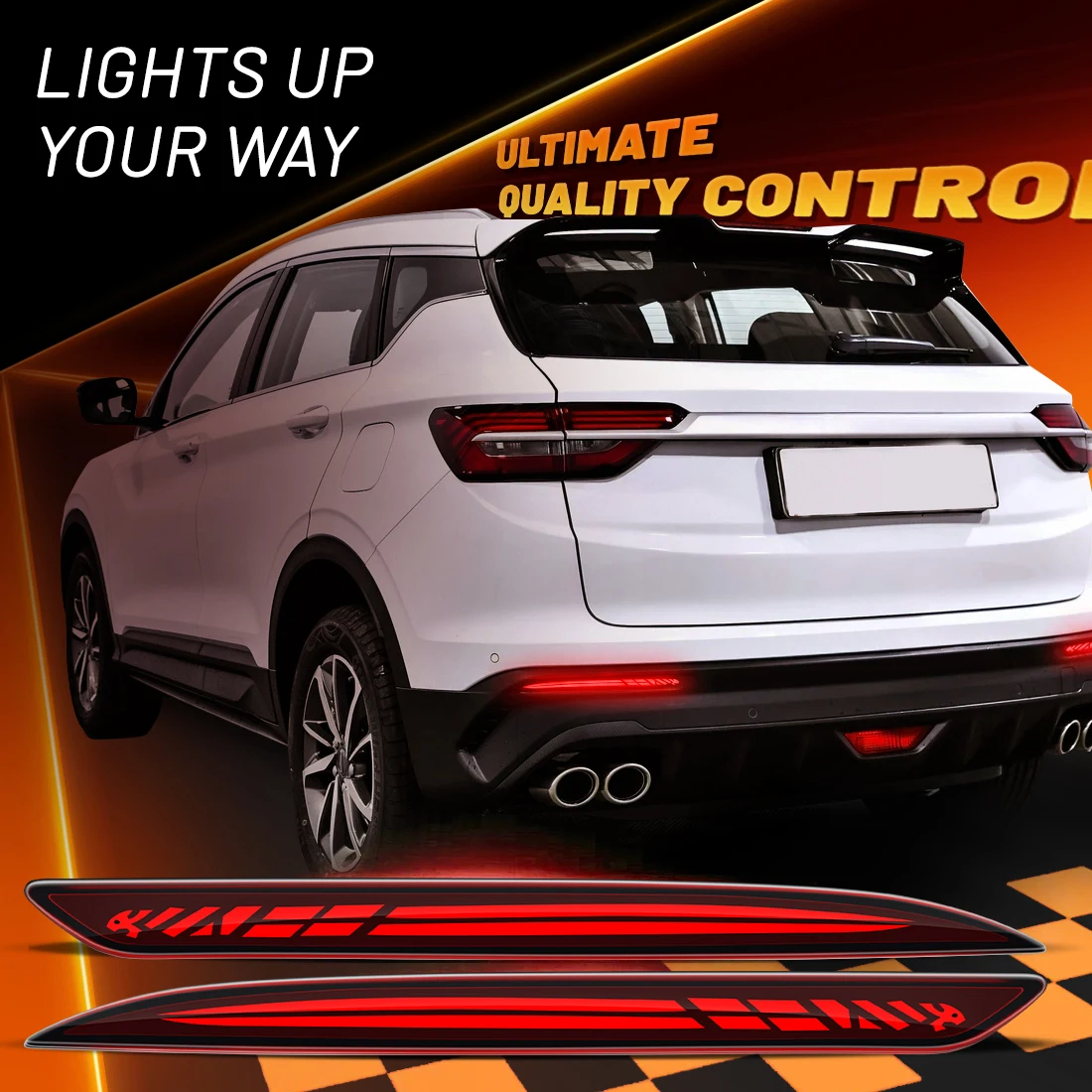 

Rear Bumper Reflector Lights For Geely Coolray Proton X50 2018 2019 2020 2021 Car Driving Dynamic Turn Signal Brake Lamps 12V