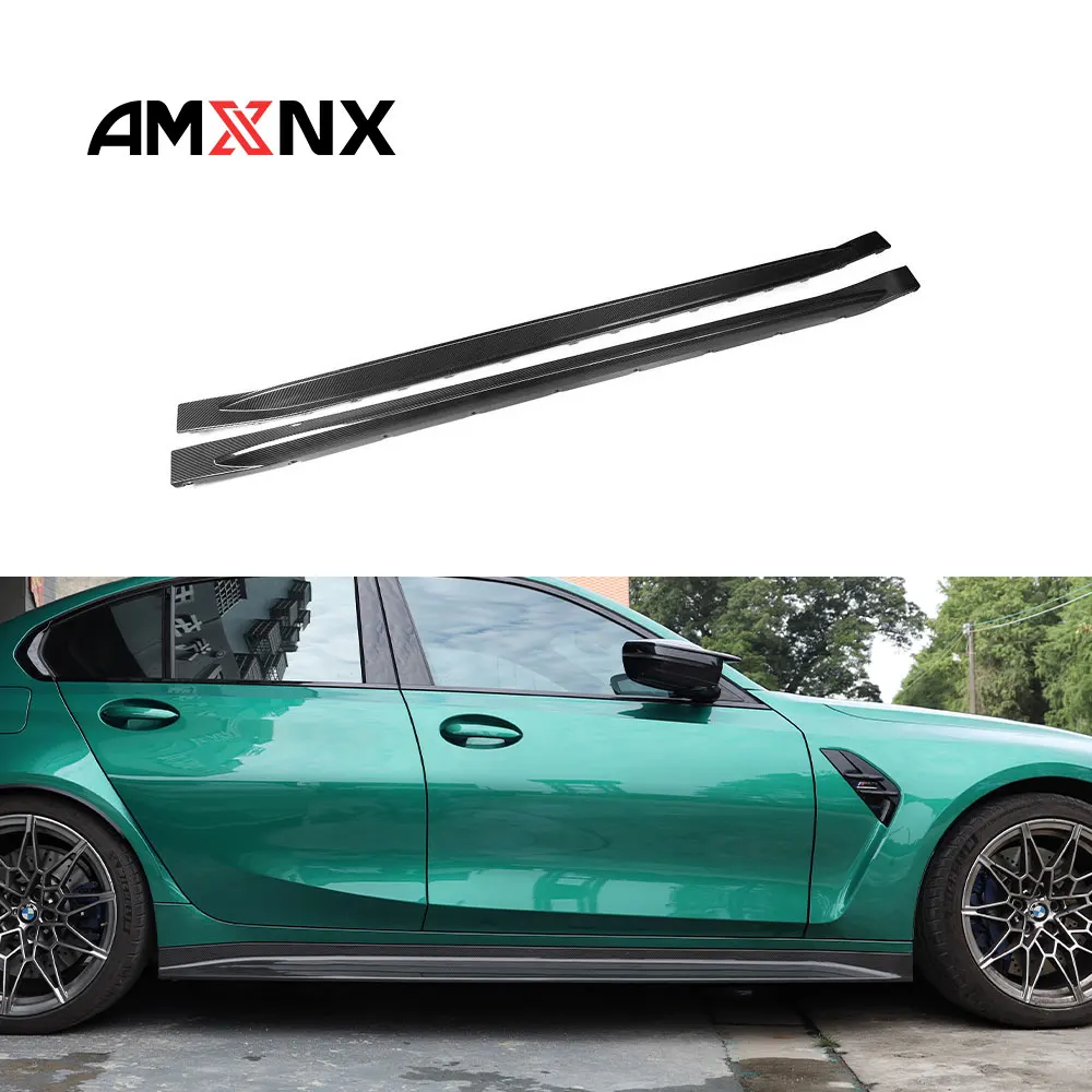 

Боковые юбки в стиле OEM для BMW M3 M4 G80 G82 2021+ Натуральная сухая отделка кузова из углеродного волокна, оригинальные боковые юбки, автомобильные детали