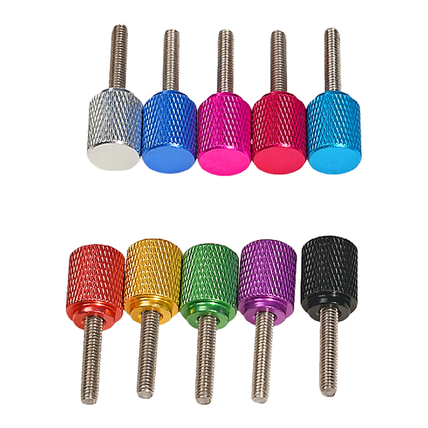6mm M6 Colourful Knurled Thumbscrew Aluminum Knurled Head Stainless Steel Thread Hand Tighten Thumb Screw Bolt Length 6mm-100mm