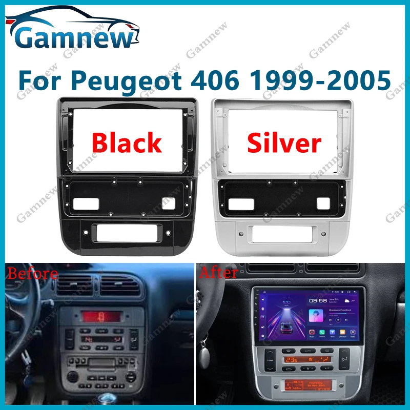 9 Inch Car Frame Fascia Adapter Canbus Box Decoder Android Radio Fitting Panel Kit For Peugeot 406 1999-2005
