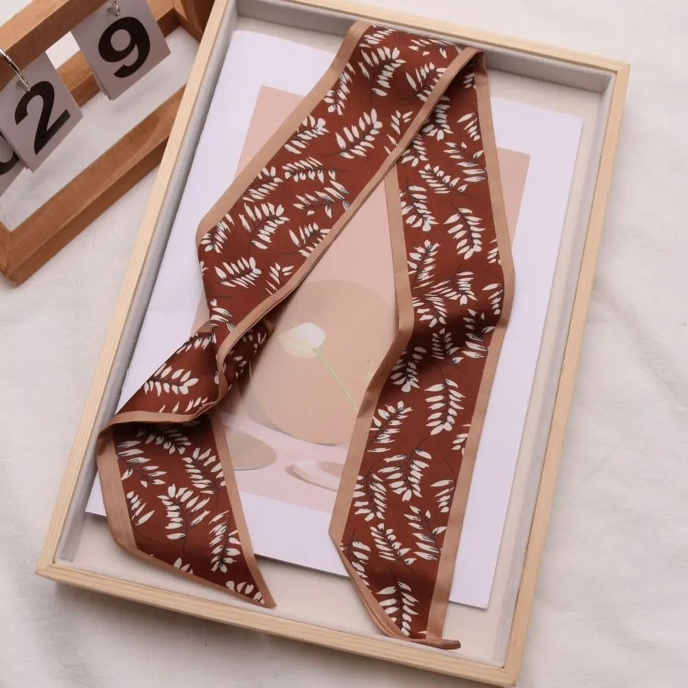 

Fashion Luxury Floral Silk Scarf Long Retro Neck Strap Versatile Polyester Hair Band