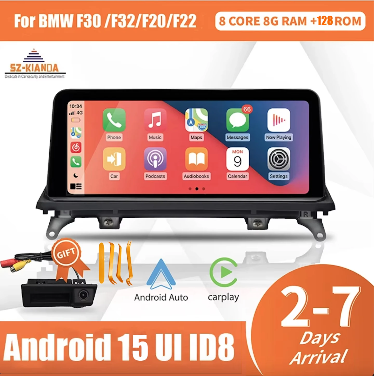 

10,25-дюймовый беспроводной мультимедийный экран Apple Carplay Android Auto для BMW 1 2 3 4 серии F20 F21 F22 F30 F31 F32 F33 F34 F36