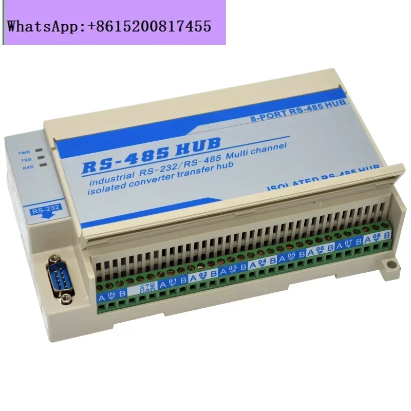 Lightning protection isolation type bidirectional 8-way eight-port RS485 hub