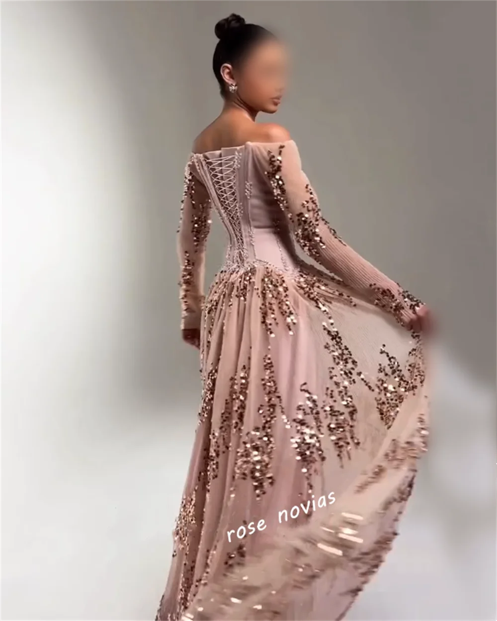 Maßgeschneidertes Damen-Grace-Kleid mit Pailletten, schulterfrei, A-Linie, lange Kleider, maßgeschneiderter Anlass, elegantes formelles Abend-Partykleid