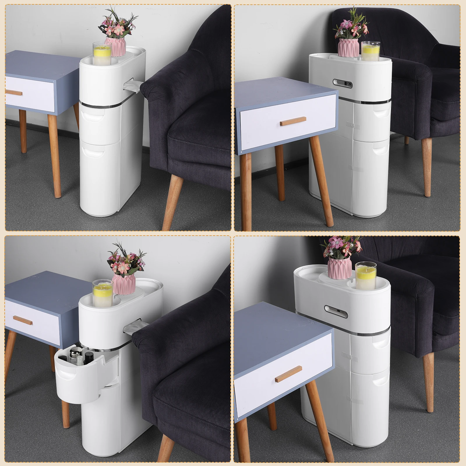 

Plastic Storage Cabinet with Wheels Free Standing Floor Cabinet Large Capacity Slim Bathroom Storage Cabinet for Kitchen Bedroom