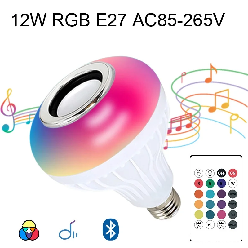 

E27 RGB Bluetooth Music Bulb with Remote Control LED Stage Lighting Effect DJ Disco for Bedroom Home Decor Color Changing Lamp