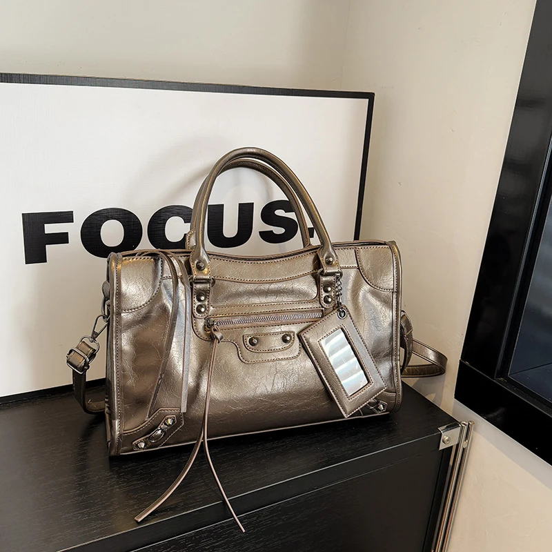 Bolsa tote de alta qualidade elegante couro clássico designer paris moda grande capacidade cor sólida viajante