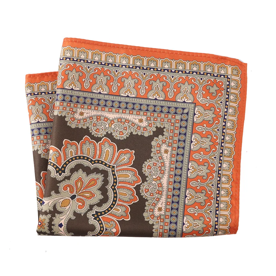 Vintage Paisley Dot Print Pocket Square for Men