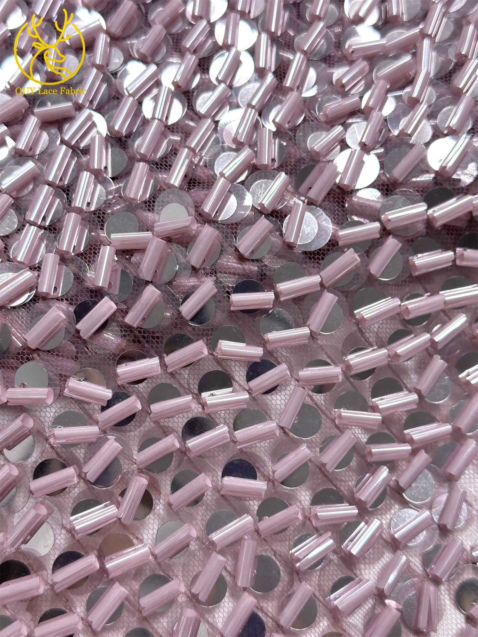 Neues Design Französischer gerollter Pailletten-Spitzenstoff 2026 Hochwertige afrikanische Tüllspitze Nigeria Pailletten-Spitzenstoff für Hochzeitskleider – Detail 18