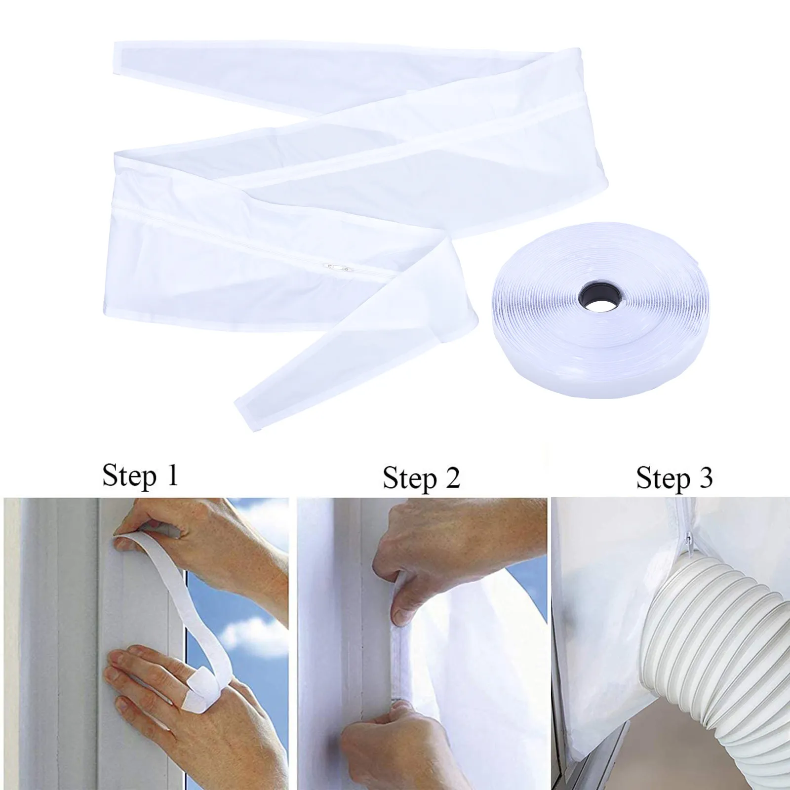 1Set Air Conditioner Seal Cloth Portable Window Sealing Cloth Effective Venting Kit for Window Frame Insulation and Energy