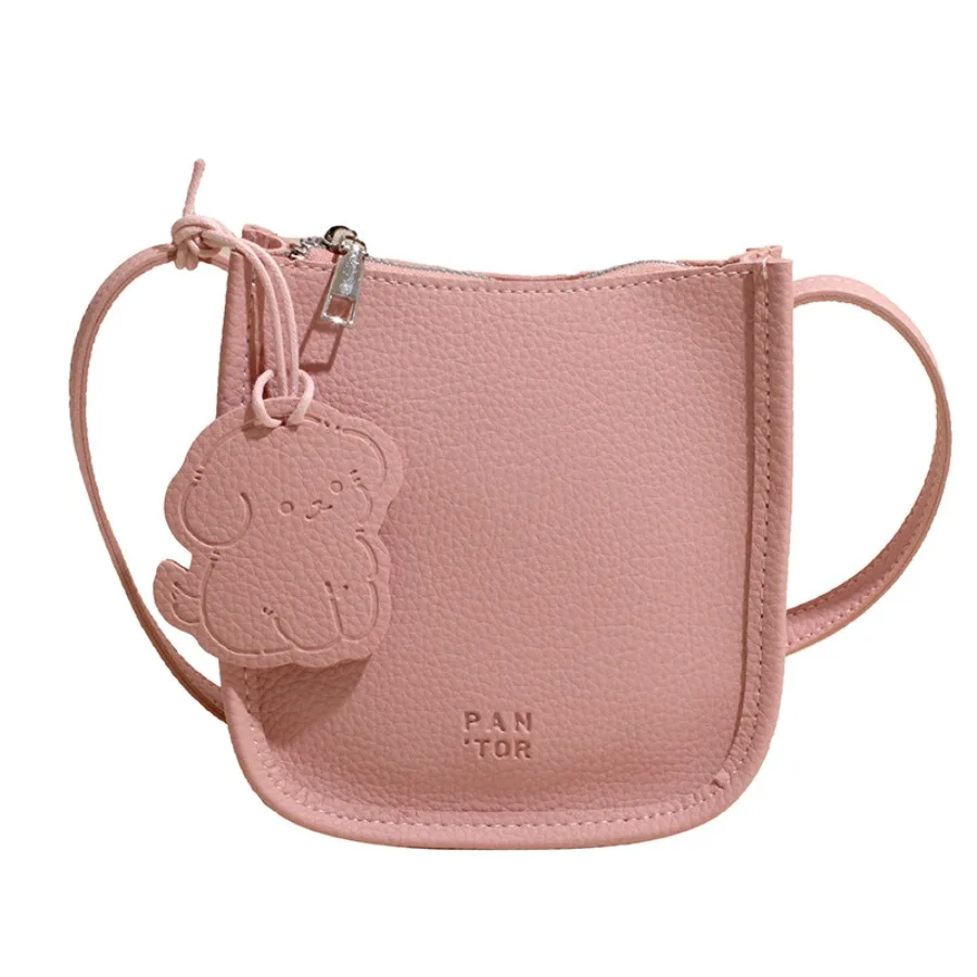 Borsa a secchiello coreana alla moda e generosa con grana di litchi per pendolarismo, senso senior della semplicità, borse a tracolla da donna
