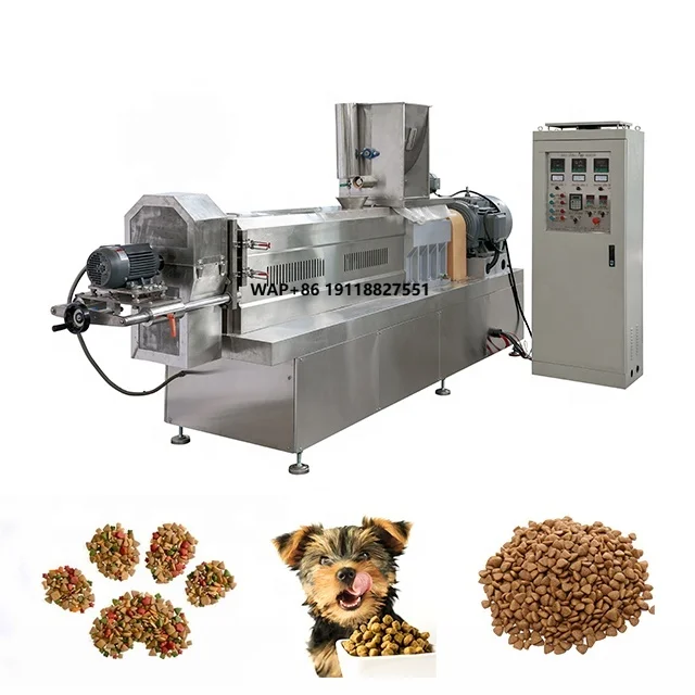 Automatic Kibble Pet Food Dog Feed Production Machine Line Dry Dogs and Cats Food Making Machines Processing Plant Extruder
