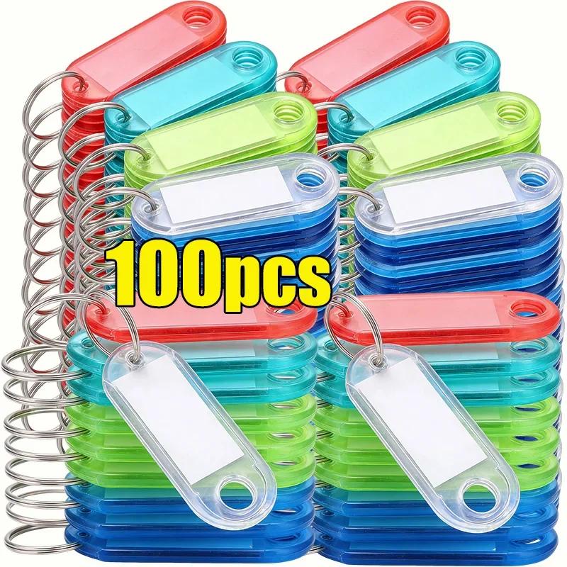 Plastic Colorful Tags Hotel Number Classification Card Key Tags Keychains Label Name Baggage Tag Split DIY Keyring Accessories