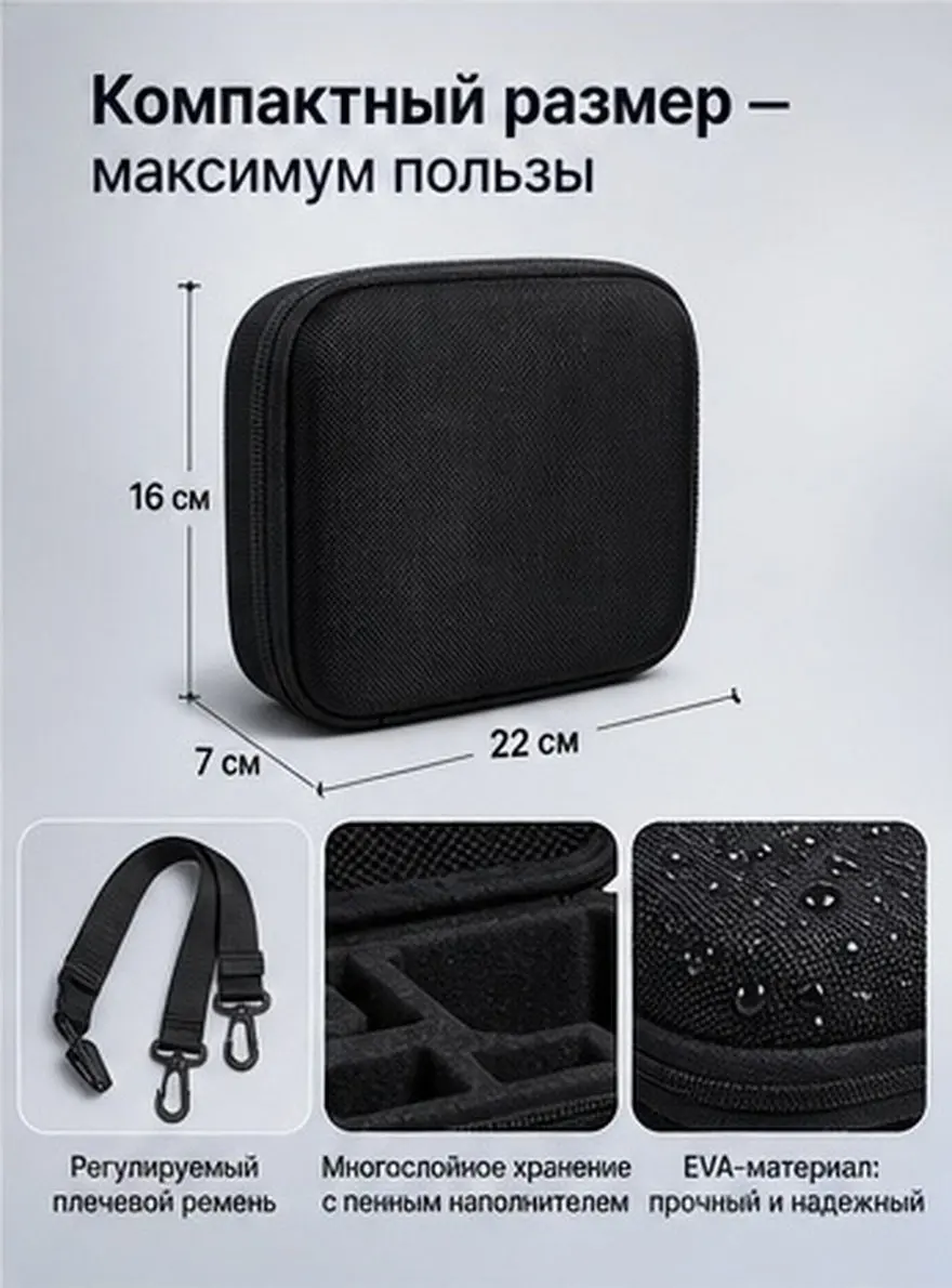 Premium Eva Hard Case for Action Cameras Splashproof Portable Camera Bag with Multi Layer Storage Adjustable Handle Compact