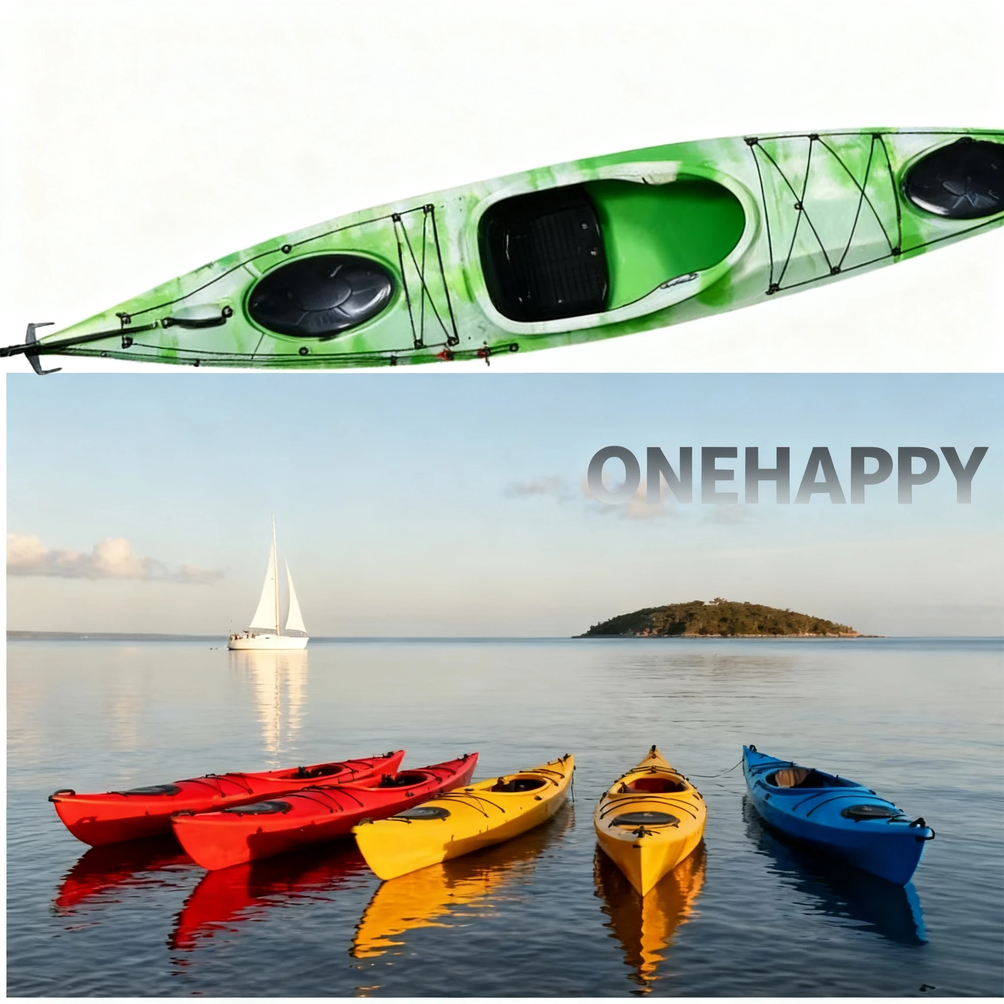 كاياك البحر للجلوس لشخص واحد، زورق بلاستيكي 3.6 م-4.8 م للتجول لمسافات طويلة والسباق على نهر البحيرة والمحيط