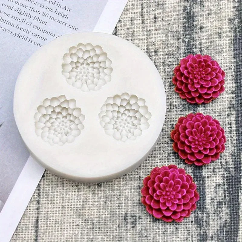 1 moldes de silicona Dahlia, moldes para decoración de pasteles de Fondant, moldes de Chocolate, moldes para velas perfumadas, herramientas de decoración de Fondant