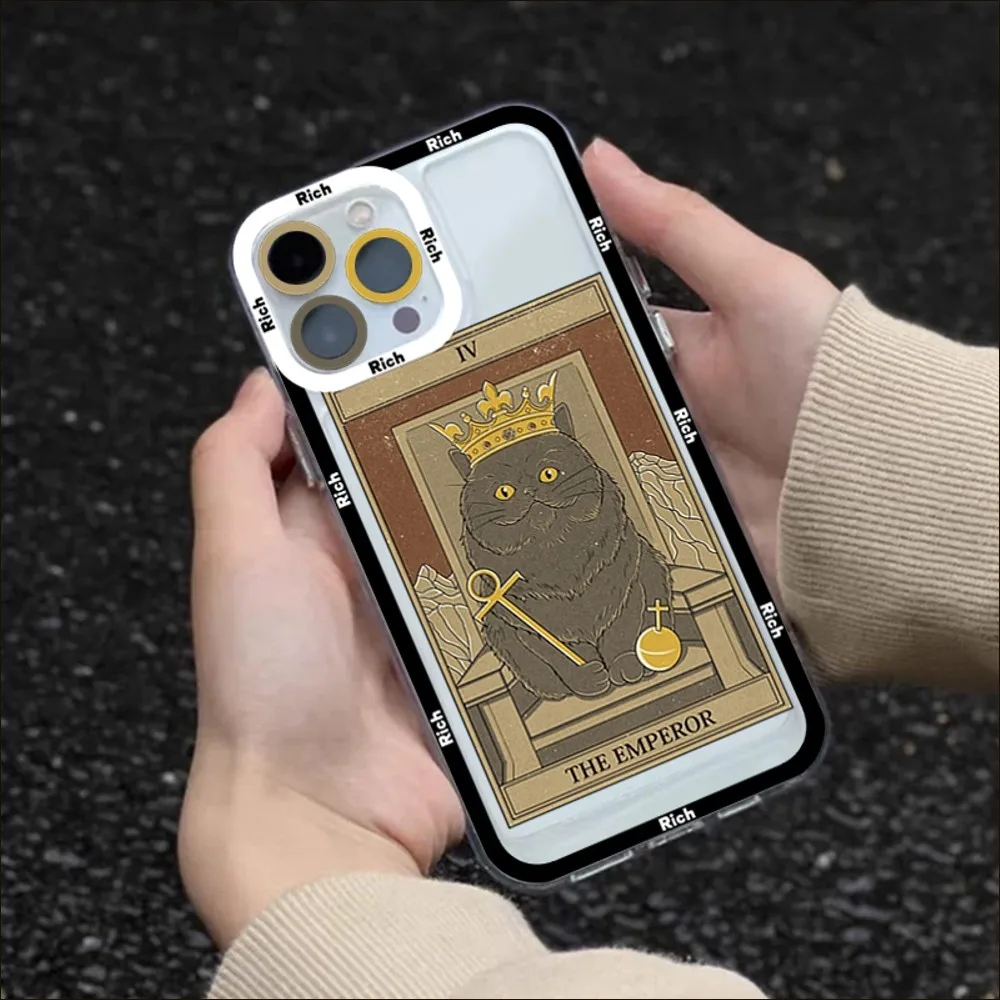 Witches Moon Tarot Mystery totem Cat Art Phone Case For iPhone 13 14 Pro Max XS XR 12 11 Pro 13 Mini 6 7 8 Plus Clear Back Cover