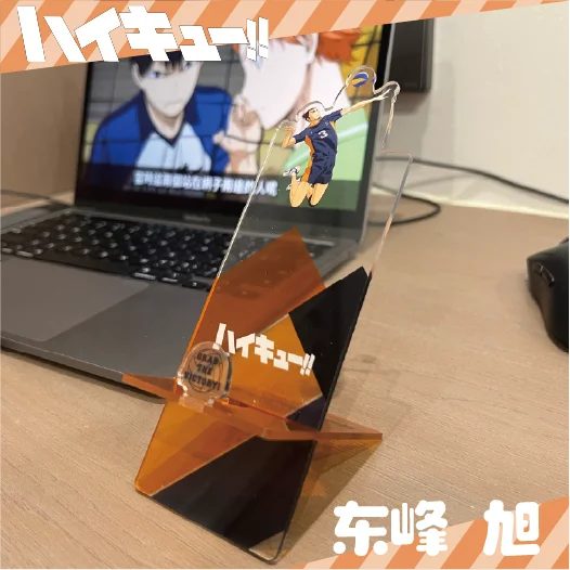 12CM Anime Haikyuu!! Cosplay Standing Sign Cute Cellphone Mount Exquisite Acrylic Decoration Xmas Birthday Gift Desktop Ornament