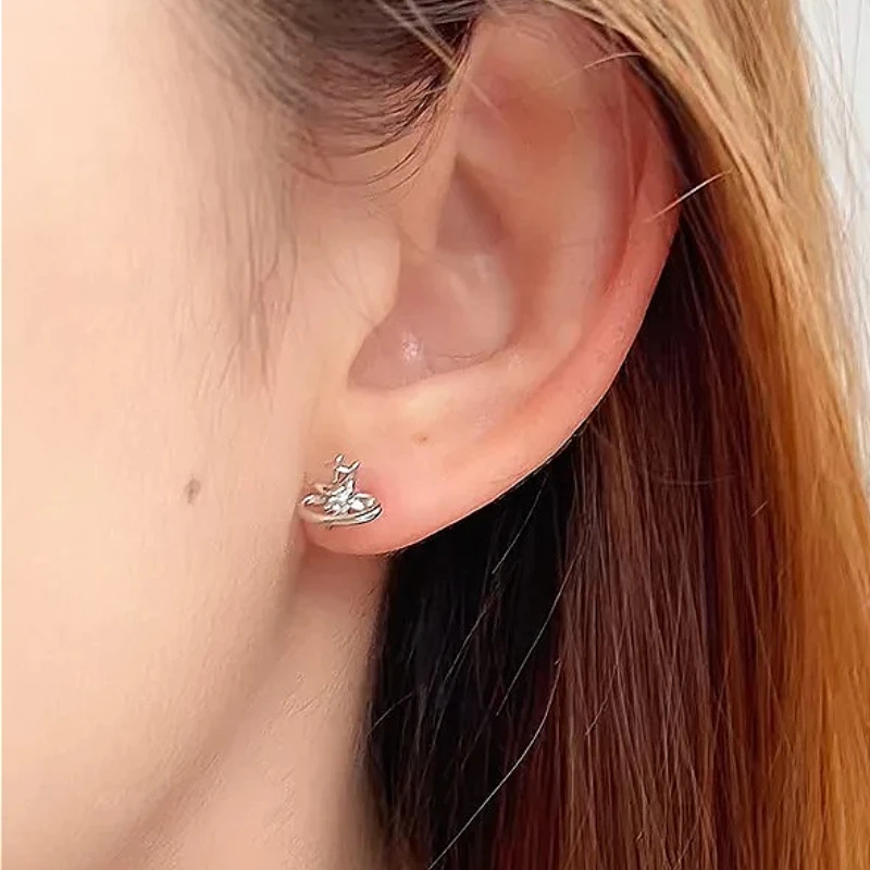

925 Sterling Silver Charming Surrounding Star Zircon Stud Earring for Women Fine Jewelry High Luxury Vintage Accessories