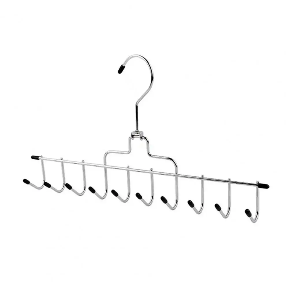 Wardrobe Organizer Great Load Bearing Tie Organizer Stainless Steel Belt Hanger with 10 Hooks Anti-slip Load for Wardrobe