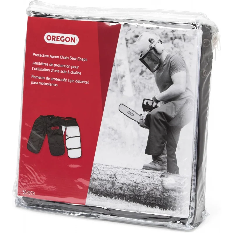 Protective Chainsaw Chaps for Cutting and Logging, 8 Layers Lightweight, Breathable Material, One Size Fits All, Black (563979)