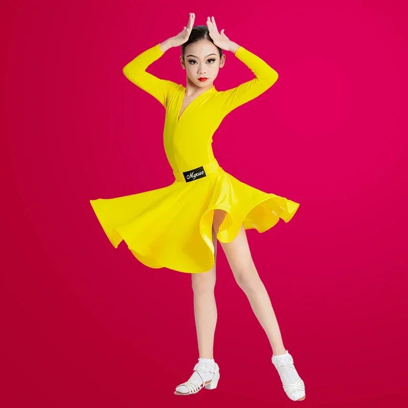 Girls Latin Dance Dress Children Ballroom Dance Dresses Kid Salsa Rumba Cha Cha Samba Tango Top Skirt Stage Performance Clothing