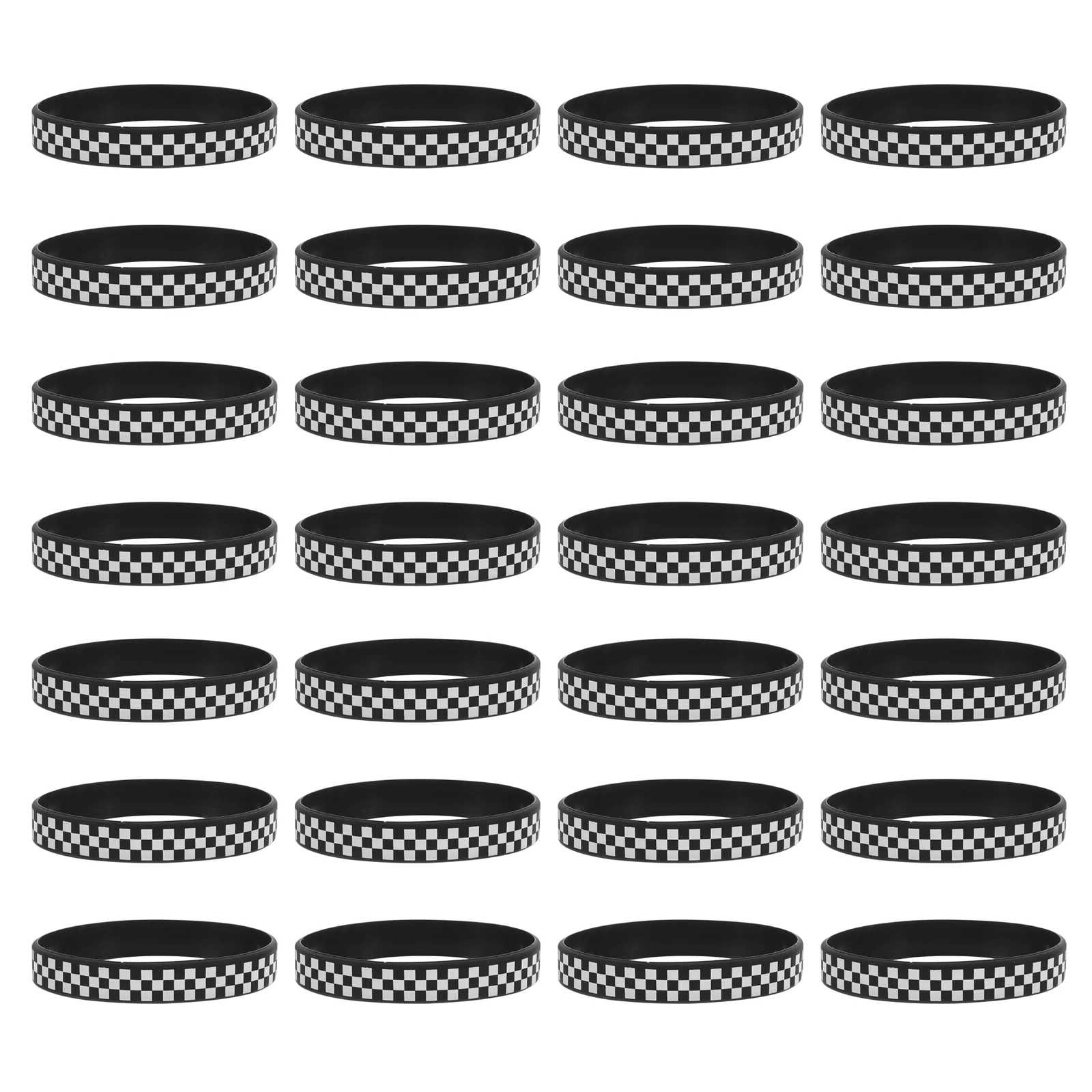 40 pçs pulseiras xadrez carro de corrida fontes festa superfície texturizada desgaste confortável para atividades dinâmicas pulseiras de borracha