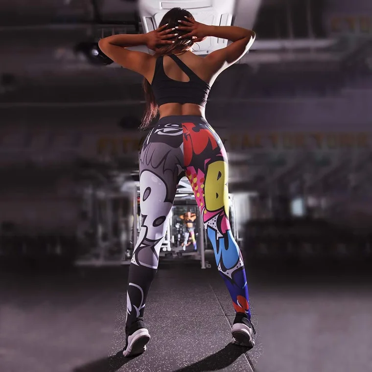 Yoga Pants Women printed Long Sports Leggings High Waist Girl Fitness Tights Trainer Running gym Trousers Workout Tummy Control