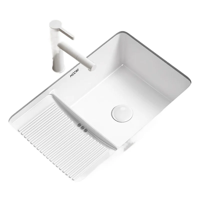

Left and right washboard ceramic laundry under the counter wash basin balcony sewage separation clean laundry pool