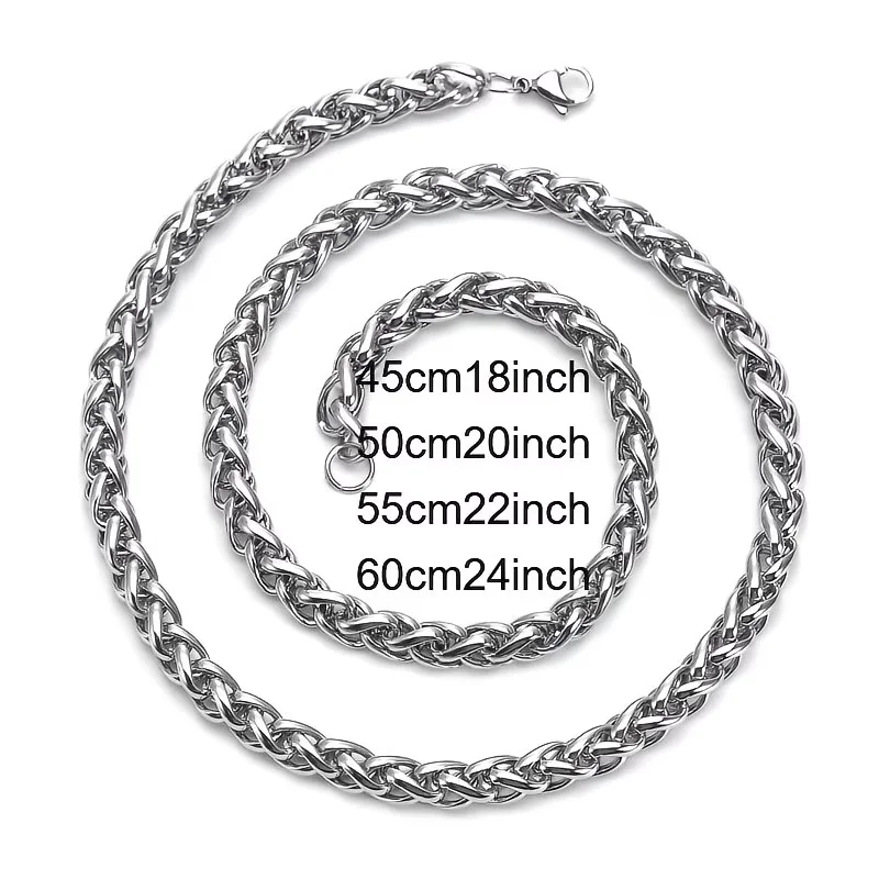 1pc 5mm Flower Basket Matching Chain Stainless Steel Dragon Bone Chain Clavicle Necklace  Minimalist Versatile Design 45/50/55/6