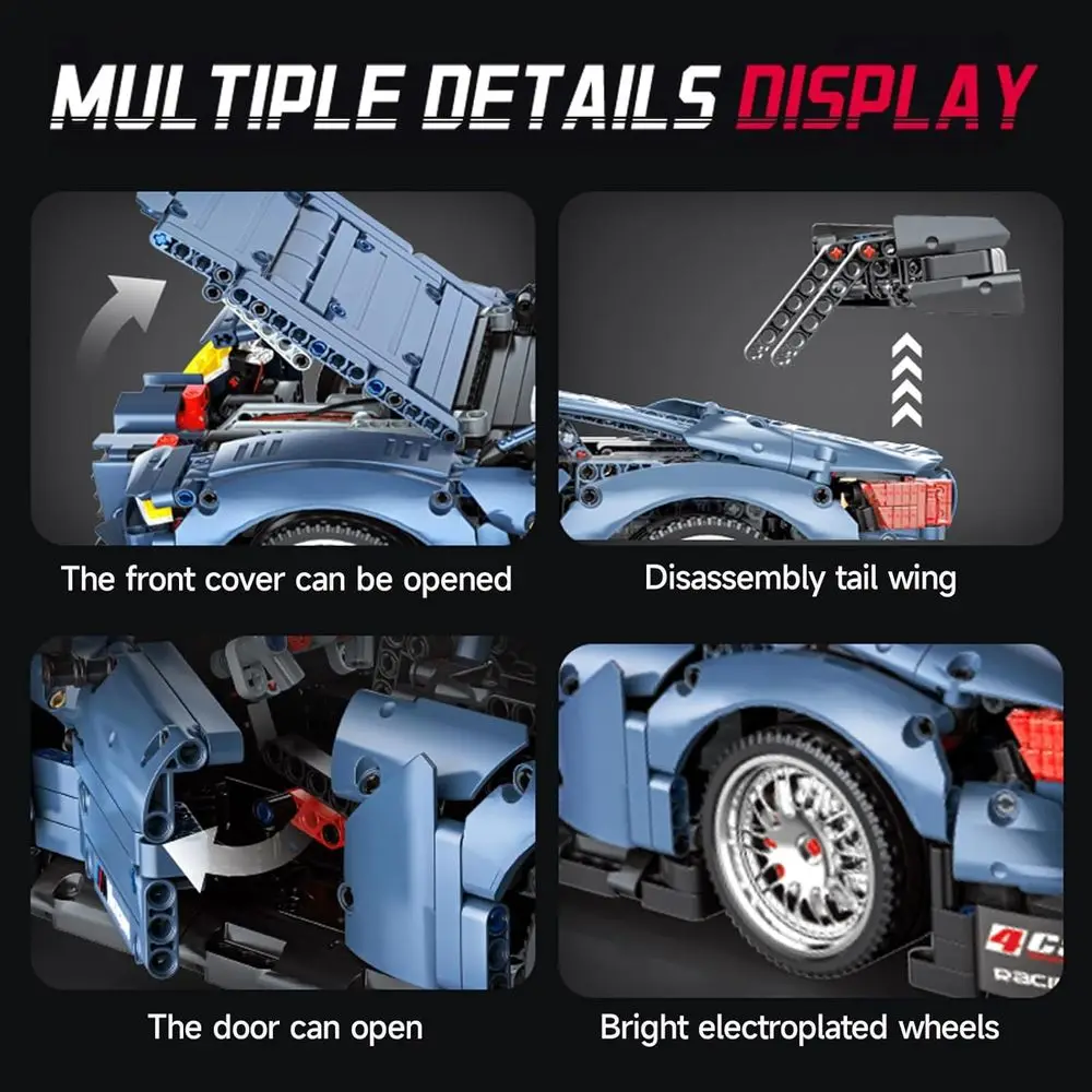 Kit de voiture de course technique à l'échelle 1:10, défi de construction de 2280 pièces pour adultes et adolescents 14+, cadeau de collection pour les amateurs de voitures